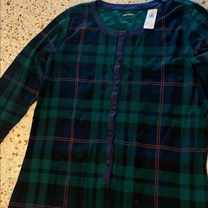 Green and Blue Plaid Adult Sleep Jumpsuit